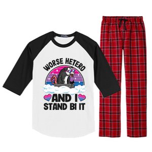 Worse Hetero And I Stand Bi It Opossum Bi Pride Bisexual Meaningful Gift Raglan Sleeve Pajama Set