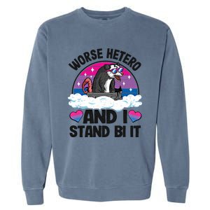 Worse Hetero And I Stand Bi It Opossum Bi Pride Bisexual Meaningful Gift Garment-Dyed Sweatshirt