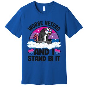 Worse Hetero And I Stand Bi It Opossum Bi Pride Bisexual Meaningful Gift Premium T-Shirt