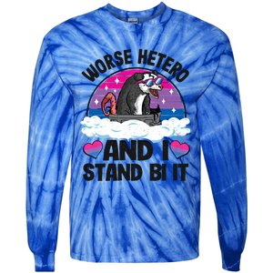 Worse Hetero And I Stand Bi It Opossum Bi Pride Bisexual Meaningful Gift Tie-Dye Long Sleeve Shirt