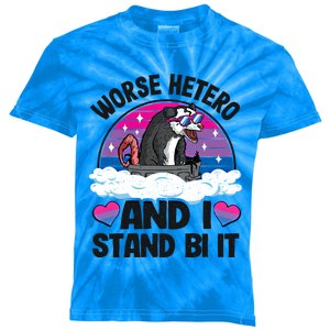 Worse Hetero And I Stand Bi It Opossum Bi Pride Bisexual Meaningful Gift Kids Tie-Dye T-Shirt