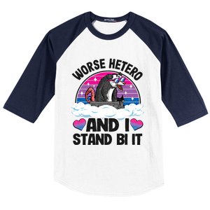 Worse Hetero And I Stand Bi It Opossum Bi Pride Bisexual Meaningful Gift Baseball Sleeve Shirt