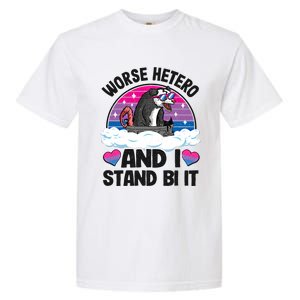 Worse Hetero And I Stand Bi It Opossum Bi Pride Bisexual Meaningful Gift Garment-Dyed Heavyweight T-Shirt