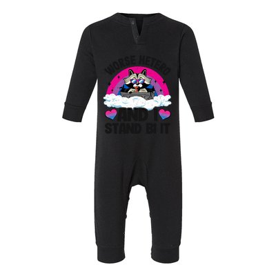 Worse Hetero And I Stand Bi It Raccoon Bi Pride Bisexual Gift Infant Fleece One Piece