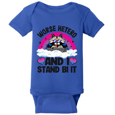 Worse Hetero And I Stand Bi It Raccoon Bi Pride Bisexual Gift Baby Bodysuit