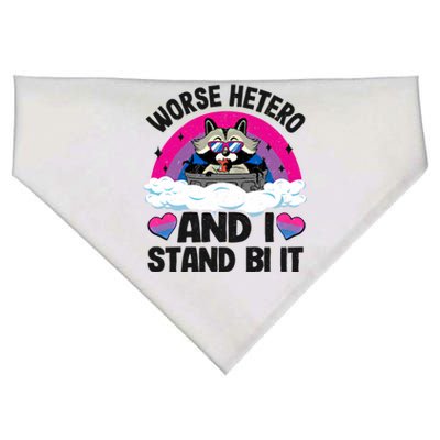 Worse Hetero And I Stand Bi It Raccoon Bi Pride Bisexual Gift USA-Made Doggie Bandana