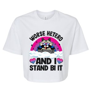 Worse Hetero And I Stand Bi It Raccoon Bi Pride Bisexual Gift Bella+Canvas Jersey Crop Tee