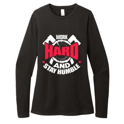 Work Hard And Stay Humble Axe Hatchet Throwing Axe Thrower Gift Womens CVC Long Sleeve Shirt