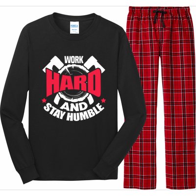 Work Hard And Stay Humble Axe Hatchet Throwing Axe Thrower Gift Long Sleeve Pajama Set