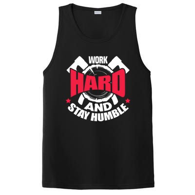 Work Hard And Stay Humble Axe Hatchet Throwing Axe Thrower Gift PosiCharge Competitor Tank