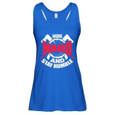 Work Hard And Stay Humble Axe Hatchet Throwing Axe Thrower Gift Ladies Essential Flowy Tank