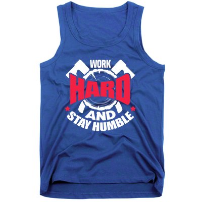 Work Hard And Stay Humble Axe Hatchet Throwing Axe Thrower Gift Tank Top