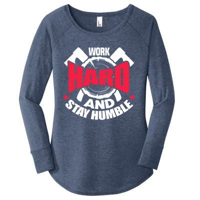 Work Hard And Stay Humble Axe Hatchet Throwing Axe Thrower Gift Women's Perfect Tri Tunic Long Sleeve Shirt