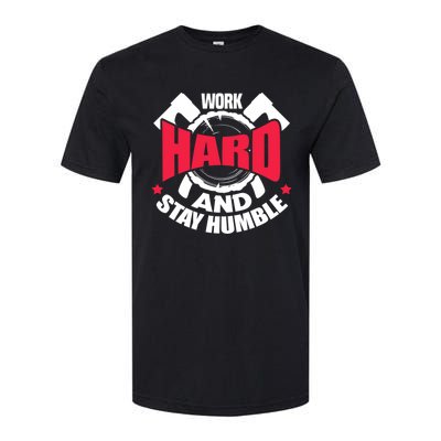 Work Hard And Stay Humble Axe Hatchet Throwing Axe Thrower Gift Softstyle® CVC T-Shirt