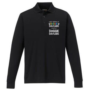 What Happens At Doggie Daycare Quote Dog Daycare Worker Performance Long Sleeve Polo