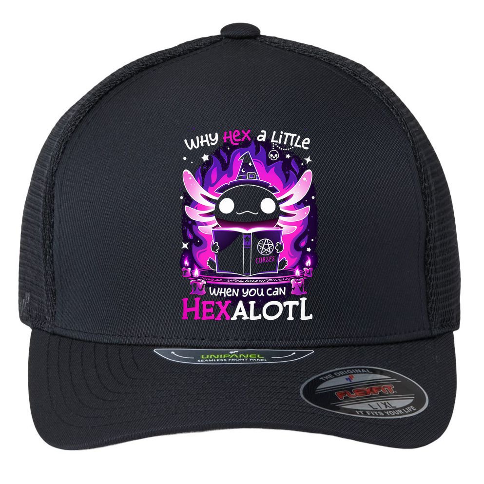 Why Hex A Little When U Can Hex Alotl Axolotl Halloween  Flexfit Unipanel Trucker Cap