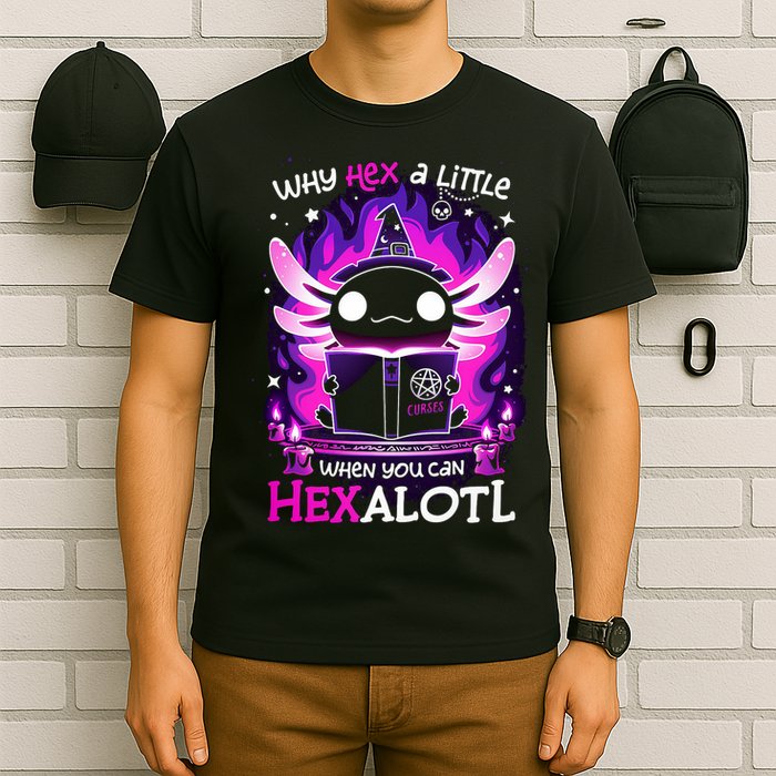 Why Hex A Little When U Can Hex Alotl Axolotl Halloween  T-Shirt