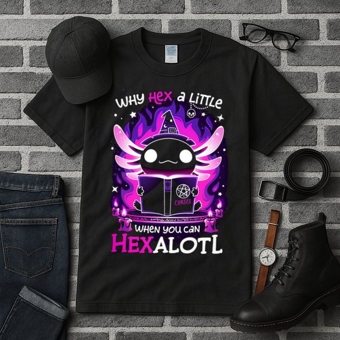 Why Hex A Little When U Can Hex Alotl Axolotl Halloween  Tall T-Shirt