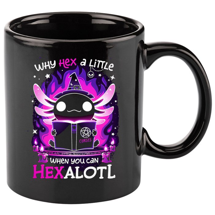 Why Hex A Little When U Can Hex Alotl Axolotl Halloween  11oz C Handle Ceramic Mug