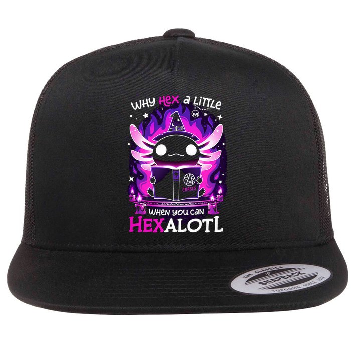 Why Hex A Little When U Can Hex Alotl Axolotl Halloween  Flat Bill Trucker Hat