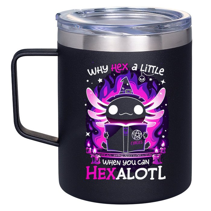 Why Hex A Little When U Can Hex Alotl Axolotl Halloween  12oz Stainless Steel Coffee Mug