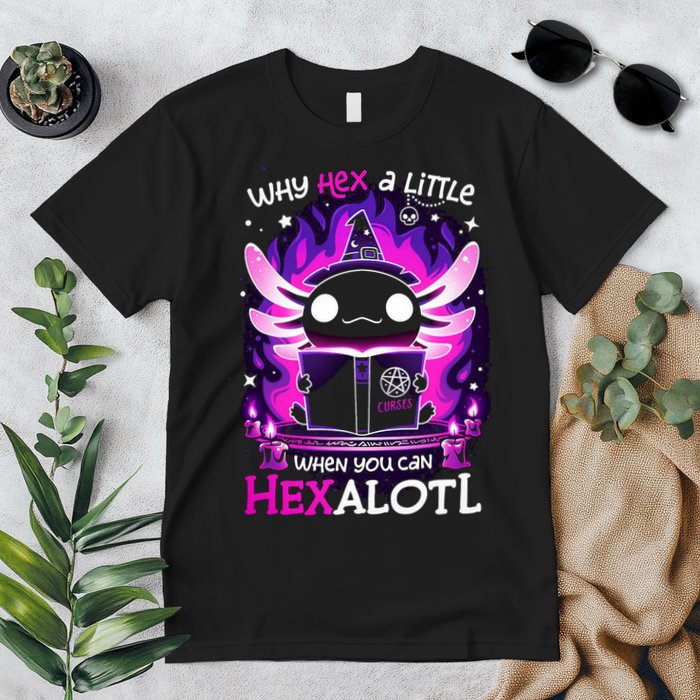 Why Hex A Little When U Can Hex Alotl Axolotl Halloween  Premium T-Shirt