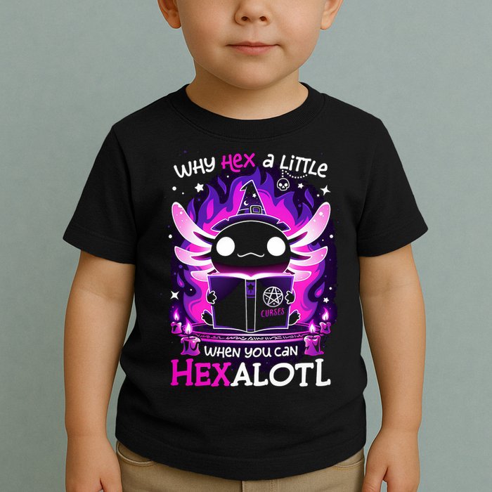 Why Hex A Little When U Can Hex Alotl Axolotl Halloween  Toddler T-Shirt