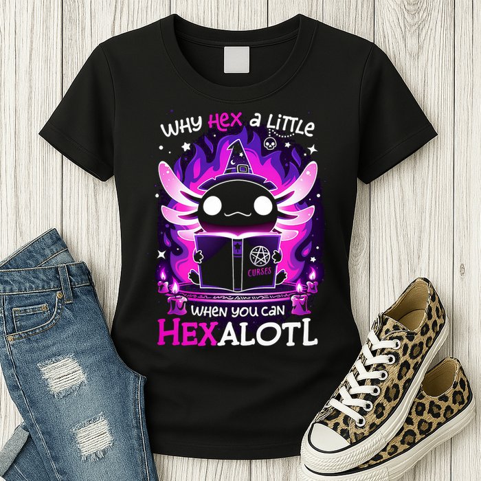 Why Hex A Little When U Can Hex Alotl Axolotl Halloween  Womens T-Shirt