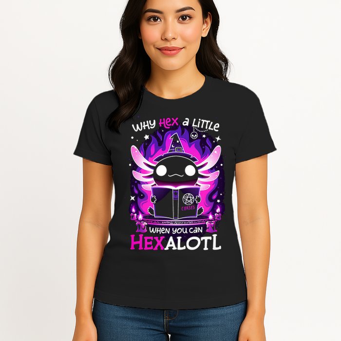 Why Hex A Little When U Can Hex Alotl Axolotl Halloween  Womens T-Shirt