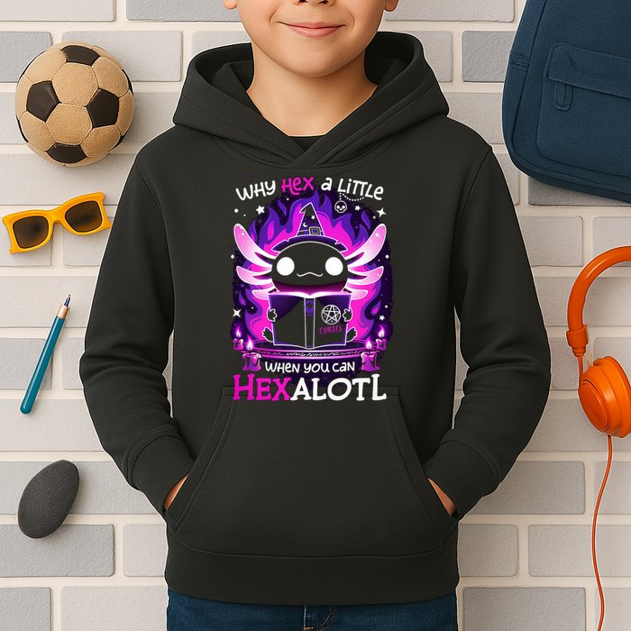 Why Hex A Little When U Can Hex Alotl Axolotl Halloween  Kids Hoodie