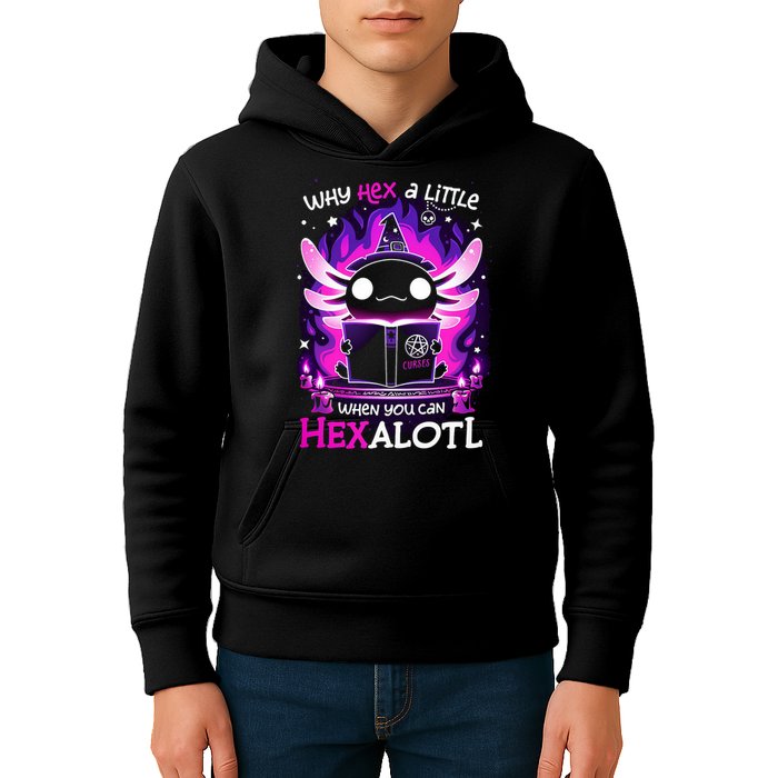 Why Hex A Little When U Can Hex Alotl Axolotl Halloween  Kids Hoodie