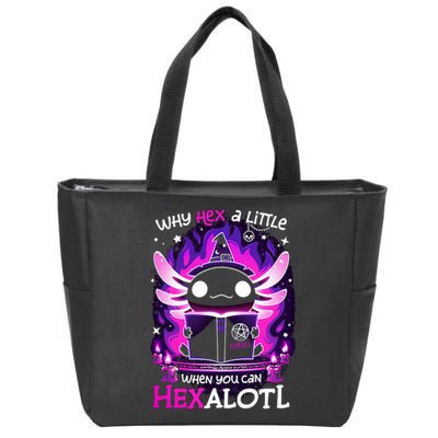 Why Hex A Little When U Can Hex Alotl Axolotl Halloween  Zip Tote Bag