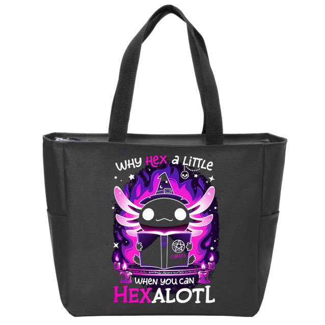 Why Hex A Little When U Can Hex Alotl Axolotl Halloween  Zip Tote Bag