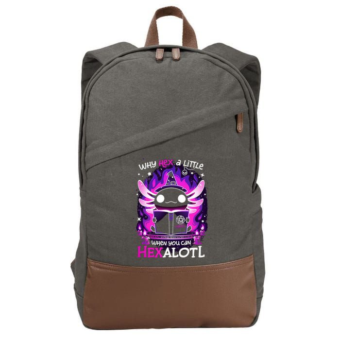Why Hex A Little When U Can Hex Alotl Axolotl Halloween  Cotton Canvas Backpack