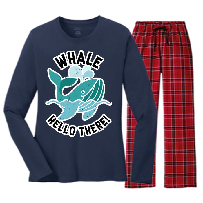 Whale Hello There Women's Long Sleeve Flannel Pajama Set 