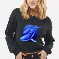 Whale Song of the Deep Cropped Pullover Crew