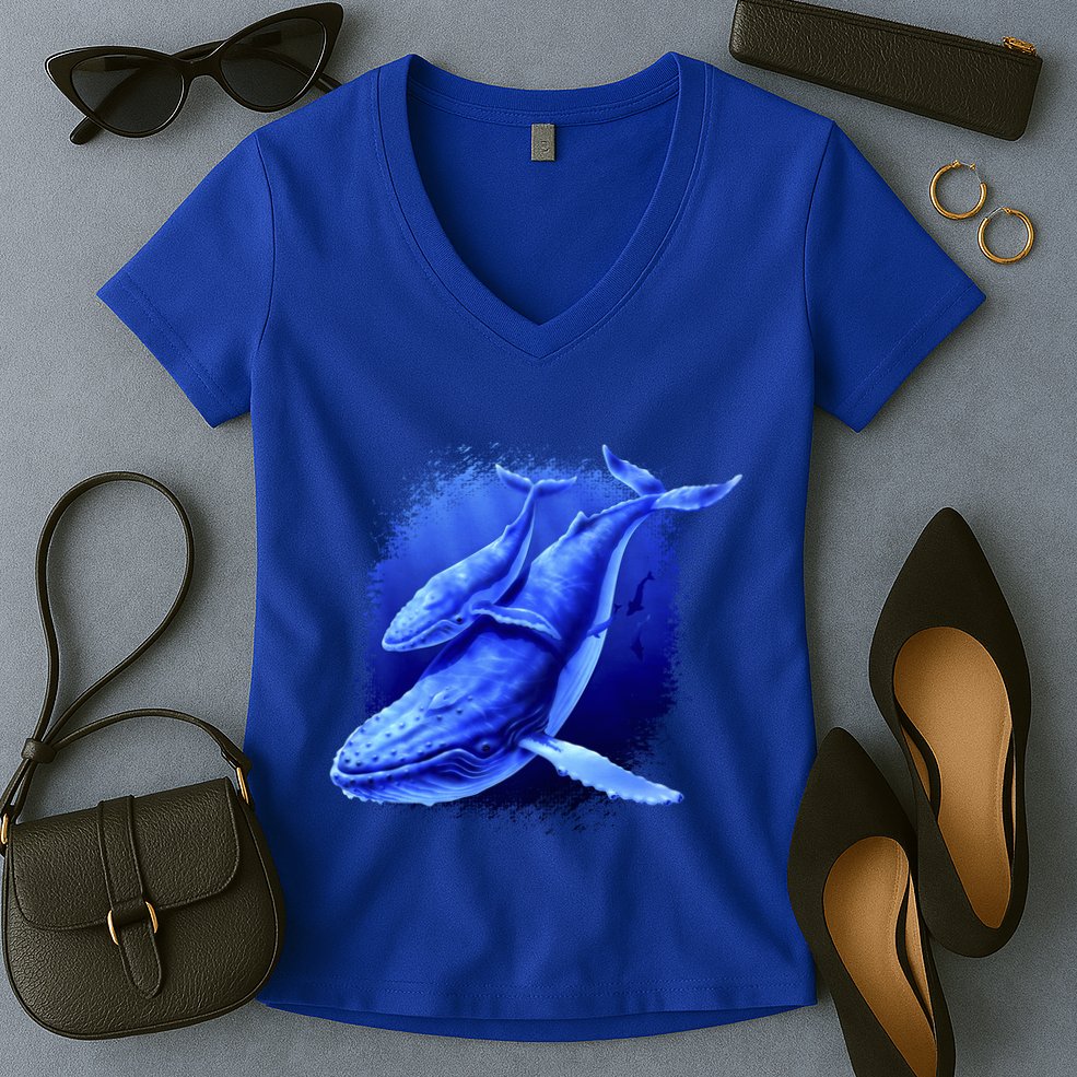 Whale Song of the Deep Women's V-Neck T-Shirt
