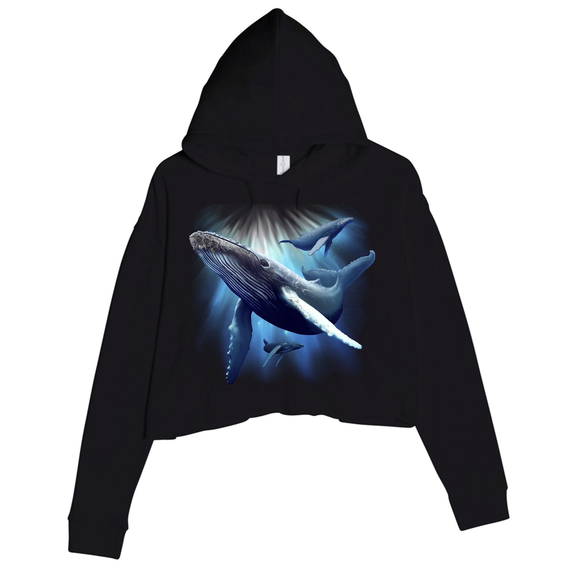Whales Crop Fleece Hoodie