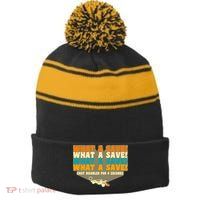 What A Save Rocket Soccer Stripe Pom Pom Beanie