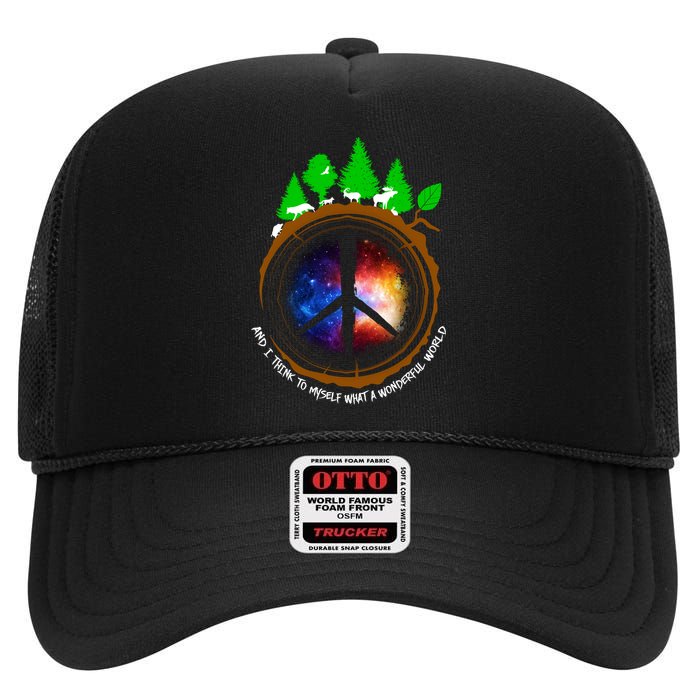 What A Wonderful World High Crown Mesh Back Trucker Hat