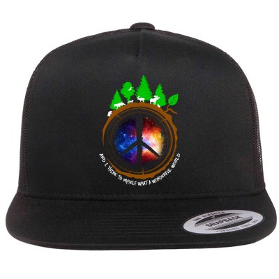 What A Wonderful World Flat Bill Trucker Hat