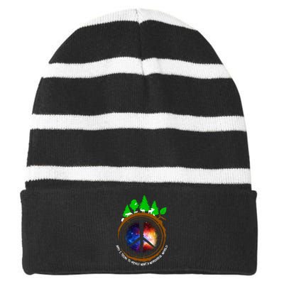 What A Wonderful World Striped Beanie with Solid Band