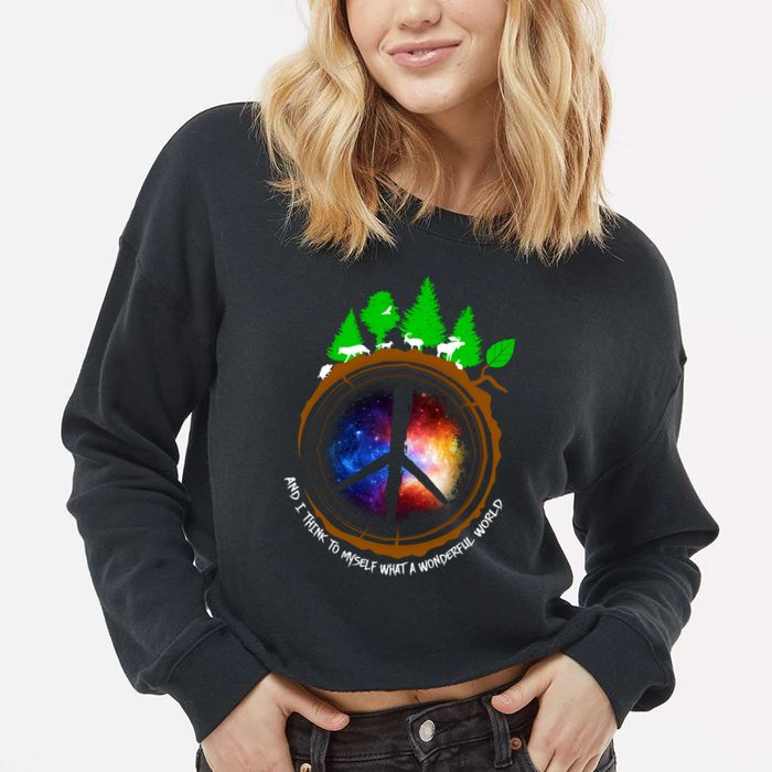 What A Wonderful World Cropped Pullover Crew