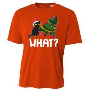 What? Bad Cat Knocking Over Christmas Tree Cooling Performance Crew T-Shirt