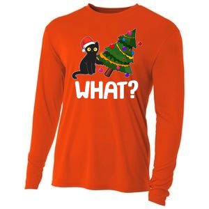 What? Bad Cat Knocking Over Christmas Tree Cooling Performance Long Sleeve Crew