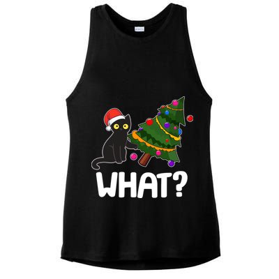 What? Bad Cat Knocking Over Christmas Tree Ladies PosiCharge Tri-Blend Wicking Tank