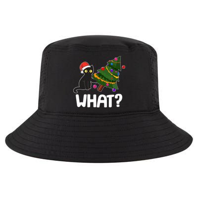 What? Bad Cat Knocking Over Christmas Tree Cool Comfort Performance Bucket Hat