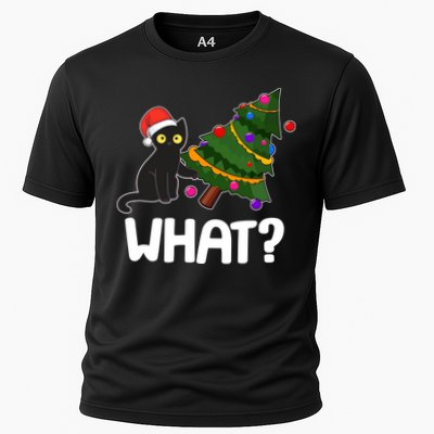 What? Bad Cat Knocking Over Christmas Tree Performance Shirt