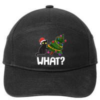 What? Bad Cat Knocking Over Christmas Tree 7-Panel Snapback Hat