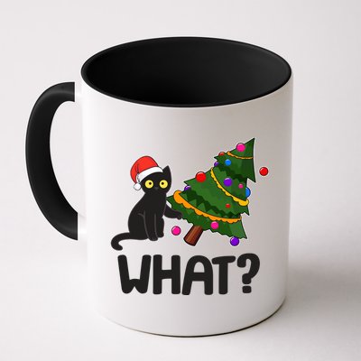 What? Bad Cat Knocking Over Christmas Tree Mug